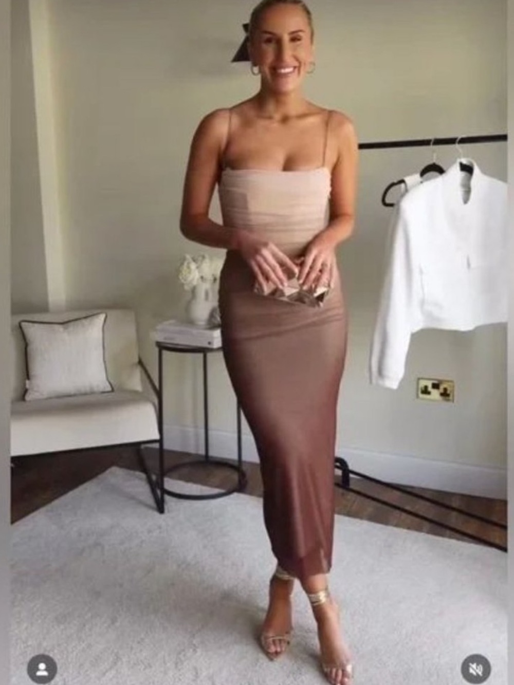 Zara Ombré Tulle Dress Brown